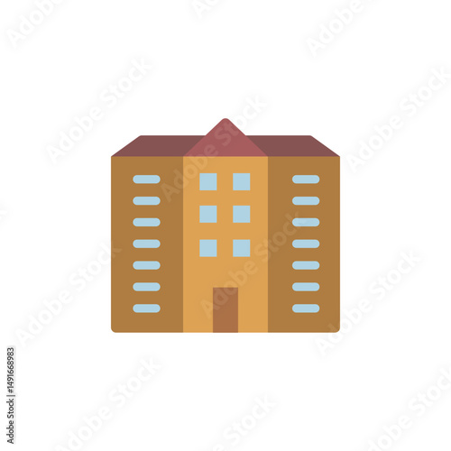 Stylized low poly apartment complex visual with simplistic transparent aesthetic