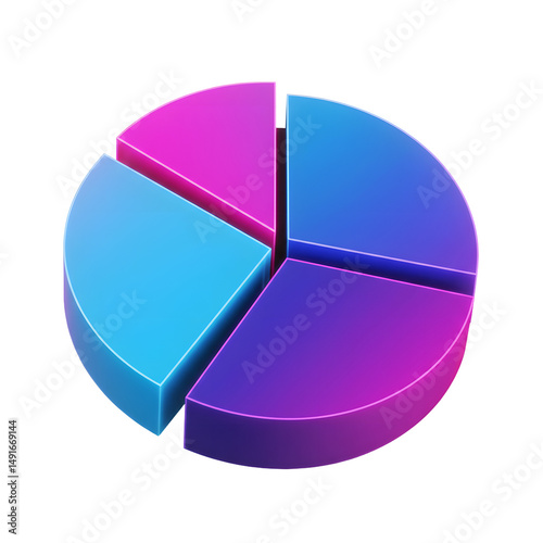 Colorful segmented 3D pie chart illustrating data distribution and analysis