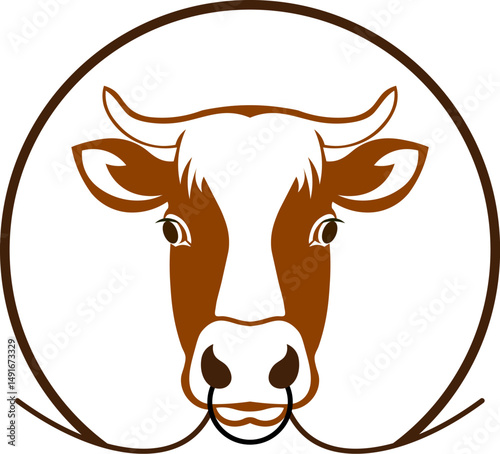 cow head animal farm Logo icon flat vector design