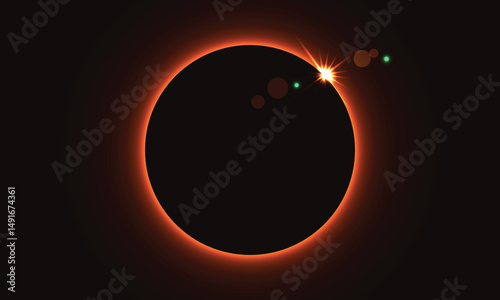 Solar Eclipse Illustration background. Total solar eclipse vector illustration.