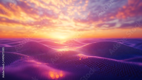 Colorful sunset over abstract landscape