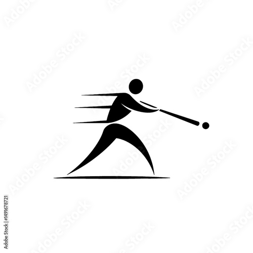 Baseball Batter Swinging for the Ball