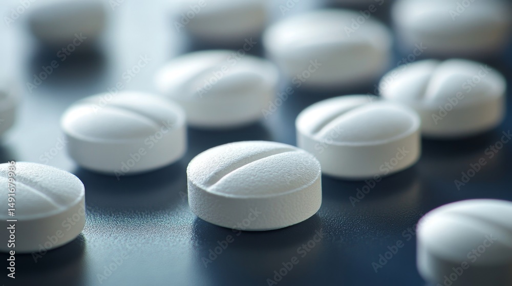 White Antipsychotic Tablets Close-Up with Soft Focus Background White Antipsychotic Tablets Close-Up with Soft Focus Background
