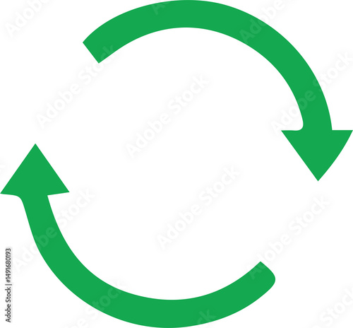 Green Circular Arrows Icon – Recycle, Loop, Process, Eco Symbol Transparency Background