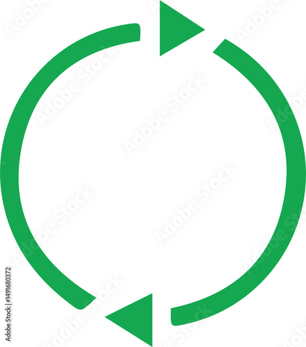 Green Circular Arrows Icon – Recycle, Loop, Process, Eco Symbol Transparency Background