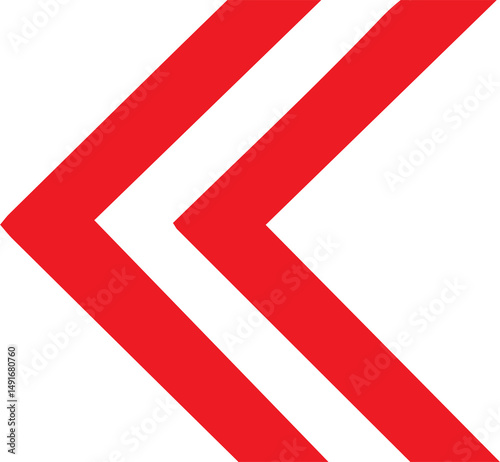 Double left Arrow Red Icon – Vector Fast Forward Symbol