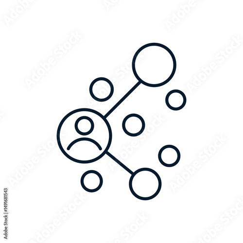 Social network connection and global business communication concept. Vector icon isolated on white background.