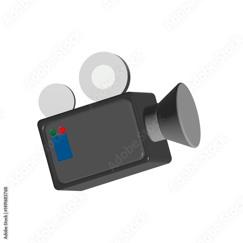 Black digital video camera icon vector illustration for web design