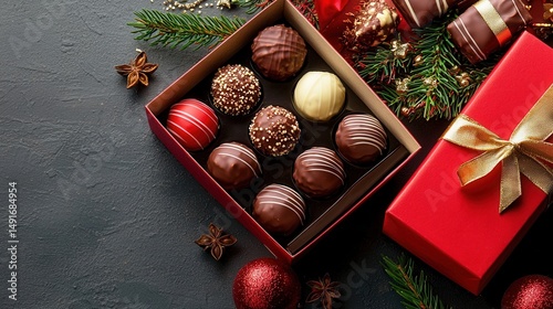 Delicious Chocolate Truffles in a Festive Gift Box