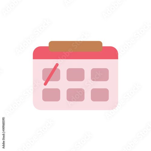 Stylized calendar icon with muted pink hues and transparent backdrop design
