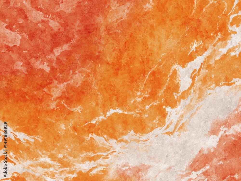 Fototapeta premium Abstract orange marble texture background with a watercolor effect, grainy and textured, top view. 