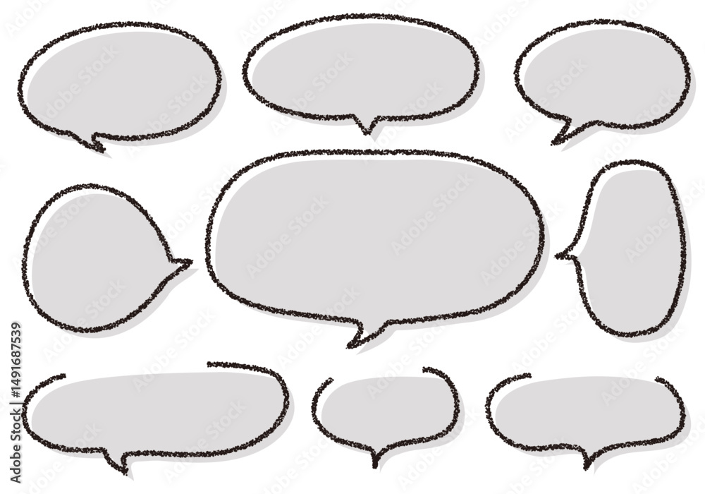 Obraz premium クレヨン素材 手描きのふきだしセット