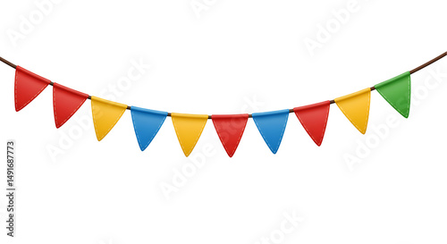 Classic Festa Junina bunting with colorful flags – 2D cartoon with transparent background