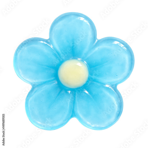 Blue flower gel sticker with glossy texture for decoration or crafting