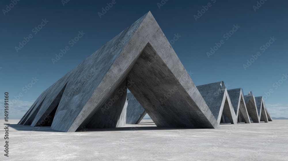 Concrete Wave Geometric Sculptures under a blue sky. Concrete Wave Geometric Sculptures under a blue sky.