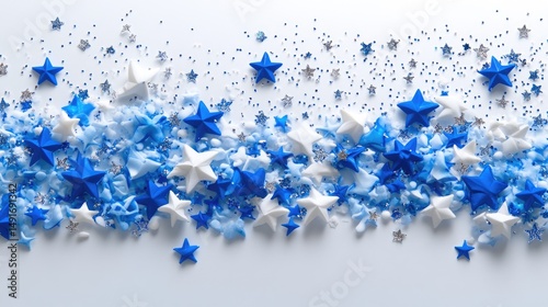 Blurry white-blue gradient background with glittering stars shining for a magical feel