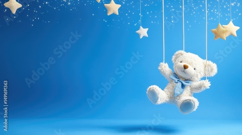 Blurry white-blue gradient background with glittering stars shining for a magical feel