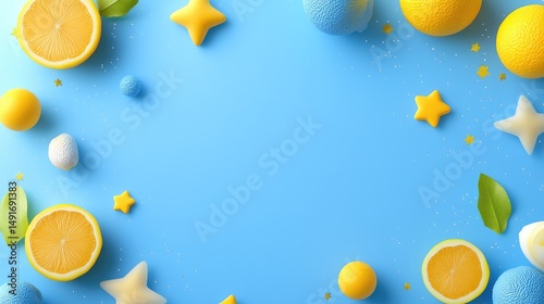 Blurry yellow-blue gradient backdrop with twinkling stars for winter themes