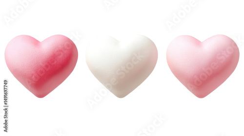 pink heart shaped candy isolated on white background 
