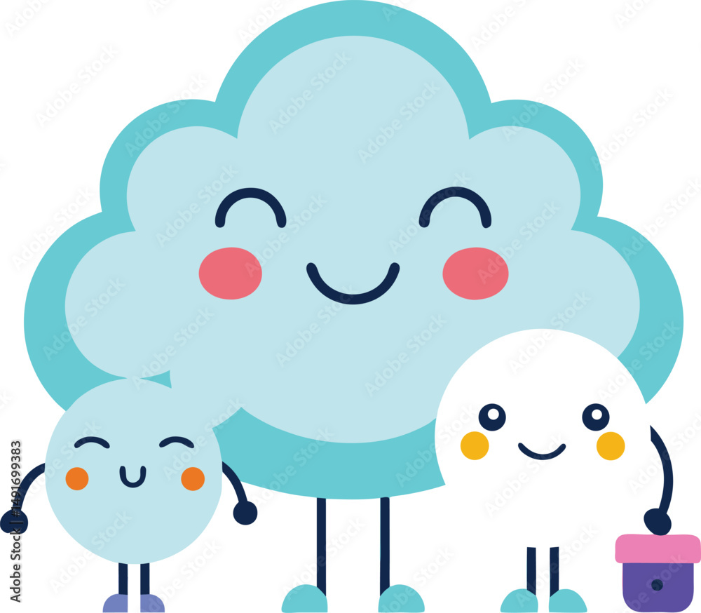 Obraz premium Cloud Vector Icon Set – Flat, Silhouette, Line, and Cute Styles, Weather, Tech, Cute, and Silhouette, Colorful cloud, Cloud