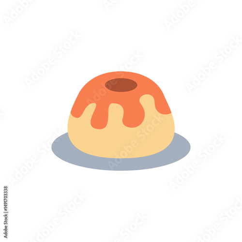 Stylized caramel custard dessert illustration on transparent backdrop vector image