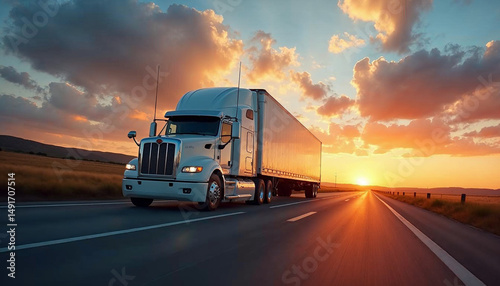 Wallpaper Mural Trucks on the road, Transport and logistics of products Torontodigital.ca