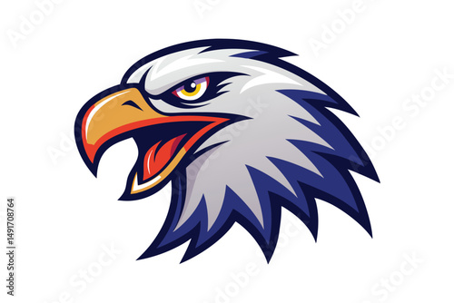 Angry colorful eagle head mascot logo on white background