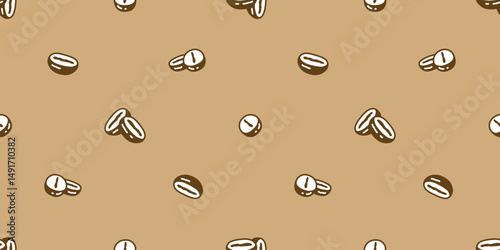 coffee beans seamless pattern cafe hot tea cup vector bakery water drinking cartoon doodle gift wrapping paper tile background repeat wallpaper illustration scarf isolated design