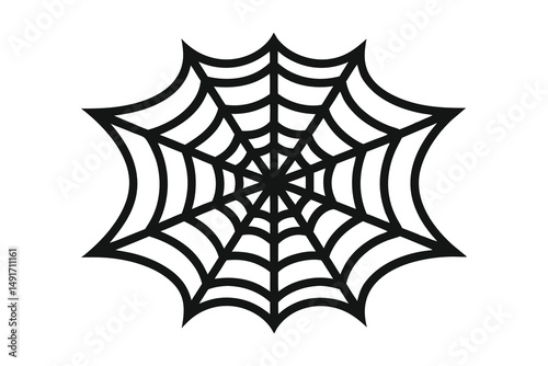 An intricate web spun silhouette on white background