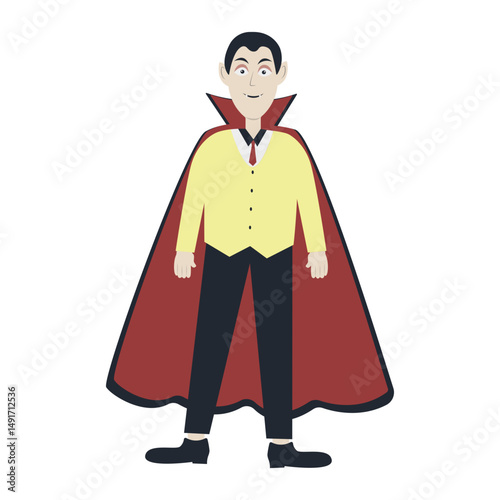 Halloween Dracula Cartoon Character. Vector Illustration.