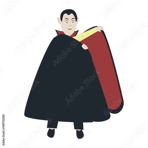 Halloween Dracula Cartoon Character. Vector Illustration.
