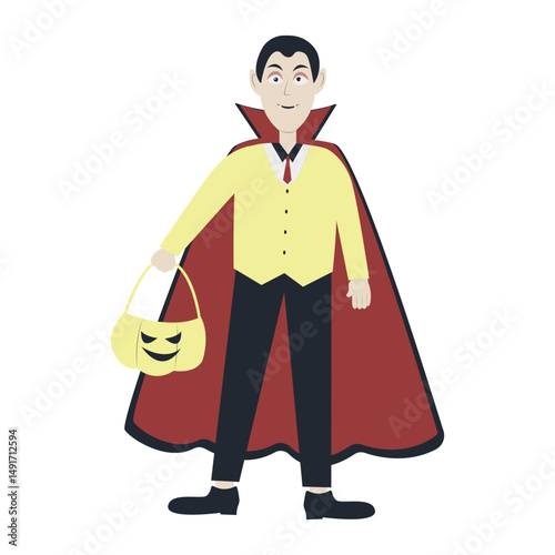 Halloween Dracula Cartoon Character. Vector Illustration.