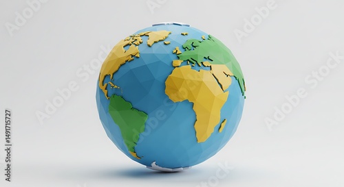 Stylized low poly earth globe model