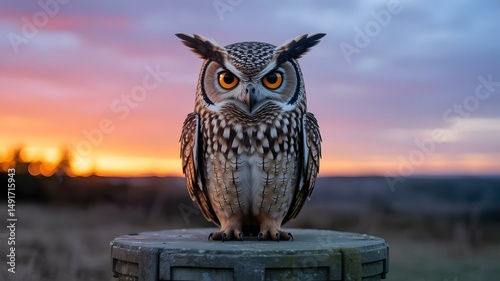 barn owl sitting on a fence