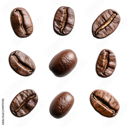 Wallpaper Mural Roasted coffee beans on a multicolored striped background a coffee concept Torontodigital.ca