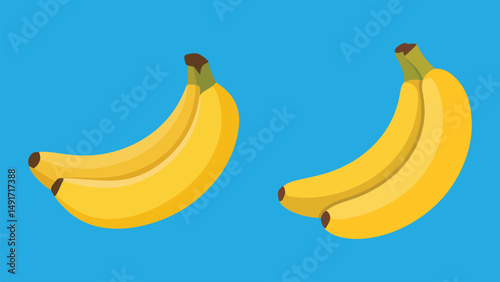 Banana Fruit Icon – Bunch of Yellow Bananas on Blue Background in Flat Style for Healthy Food, Grocery, or Diet Illustrations