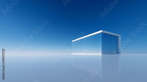3d render of a modern building and open space on the ground under blue sky