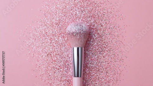 Pink blush brush with glitter