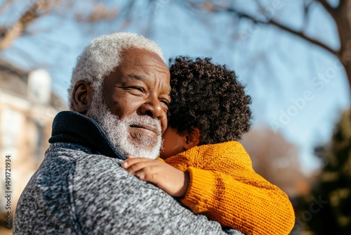 Grandfather and Grandchild Embrace