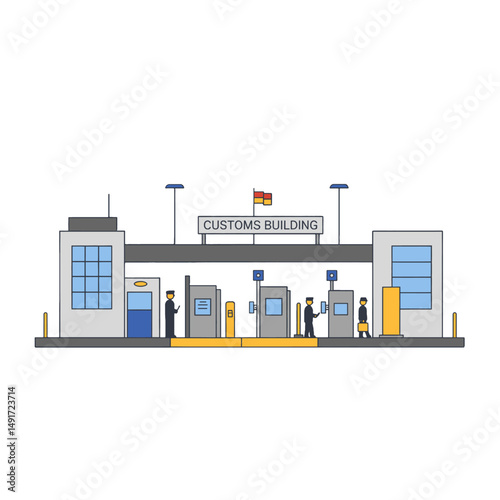 Pixel Art Border Checkpoint Illustration