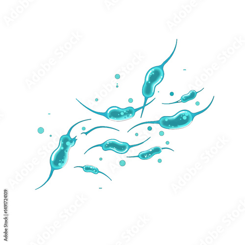 Abstract Light Blue Bacteria Illustration