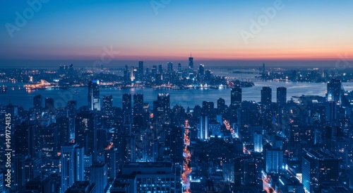 Urban cityscape at dawn