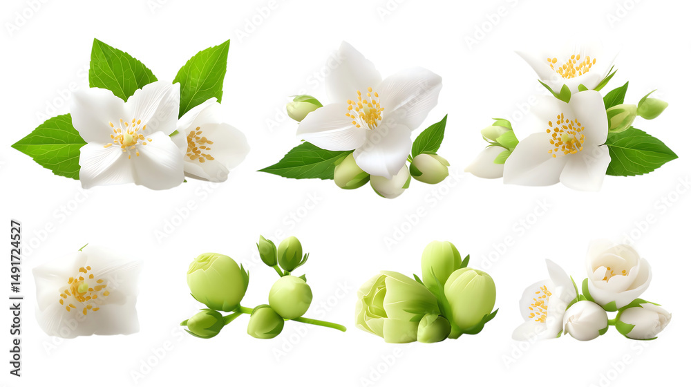 Fototapeta premium Delicate jasmine flowers and buds