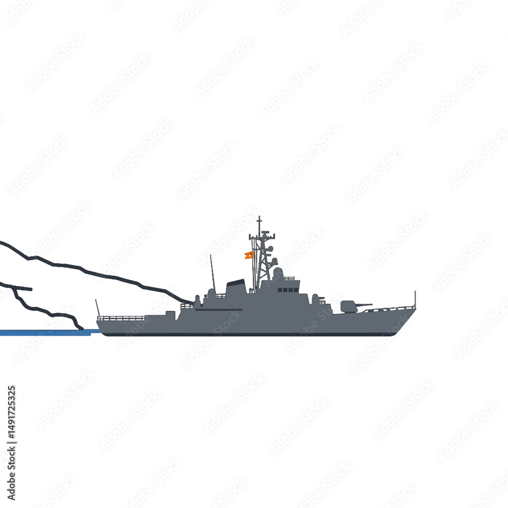 Fototapeta premium Pixel Art Military Warship