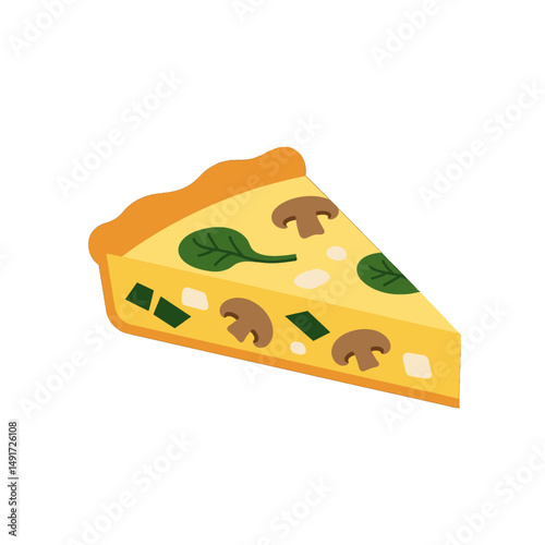 Slice Of Spinach Mushroom Quiche Illustration