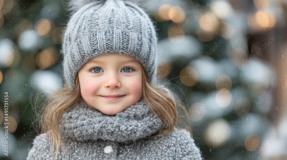 Young girl wearing a gray hat and scarf looking thoughtful outdoors in soft natural light. Young girl wearing a gray hat and scarf looking thoughtful outdoors in soft natural light.