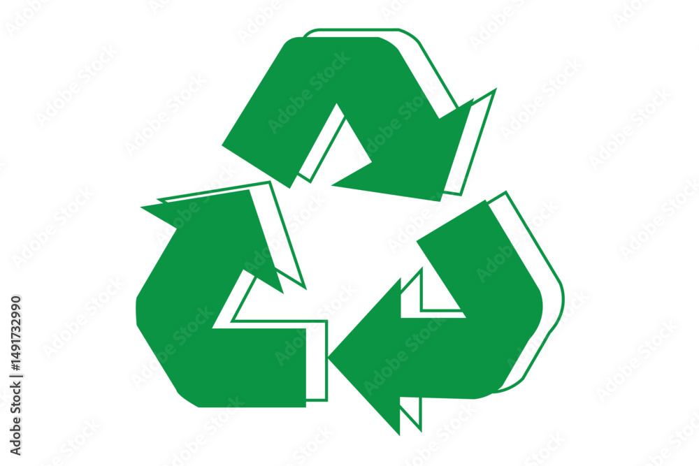 Fototapeta premium A green recycle symbol with arrows 3d optical isolated on white background