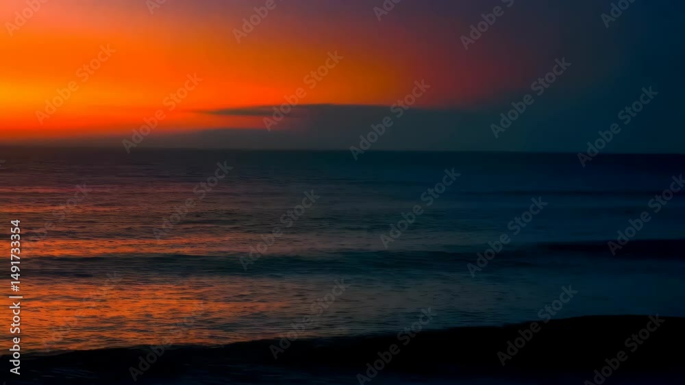 Vibrant colorful sunset over the tranquil ocean featuring shades of pink, orange, yellow, blue, and the calm horizon line. Vibrant colorful sunset over the tranquil ocean featuring shades of pink, orange, yellow, blue, and the calm horizon line.