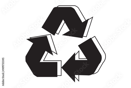 A green recycle symbol with arrows 3d optical isolated on white background