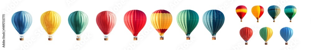 Fototapeta premium Set of Colorful airship illustration with various hues. isolated on transparent background